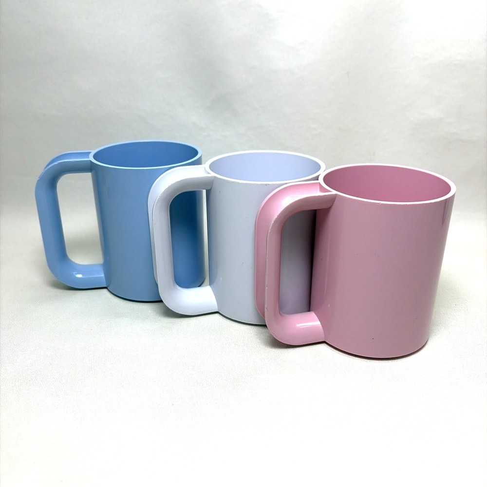 Vintage Heller Max Mug Pastel Set of 3 Massimo Vignelli USA 16oz Melamine Retro